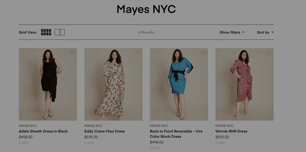 Screenshot of Mayes NYC on 11 Honore' website
