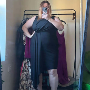 Mayes NYC Adele Sheath Dress in Black worn by Sarah Chiwaya aka Curvily