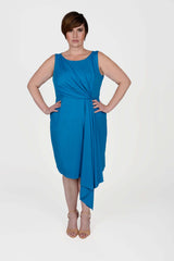 Mayes NYC Adele Sheath Dress in Mykonos Blue worn by Model Max
