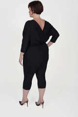 Mayes NYC Alex Back to Front Reversible Jumpsuit Solid color black worn by model Max