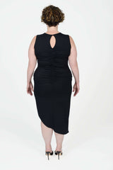 Mayes NYC Sarah Cutout Ruched Tank Dress in Black worn by model Max