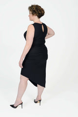 Mayes NYC Sarah Cutout Ruched Tank Dress in Black worn by model Max