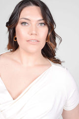 Mayes NYC Tracy Drape Neck Tee in Ivory worn by model Megan Smith