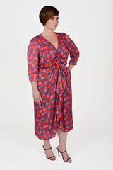 Mayes NYC Winnie RNR Dress in Red colored Mini Rose Print worn by model Max