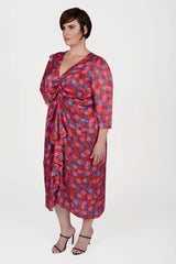 Mayes NYC Winnie RNR Dress in Red colored Mini Rose Print worn by model Max
