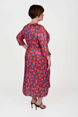 Mayes NYC Winnie RNR Dress in Red colored Mini Rose Print worn by model Max