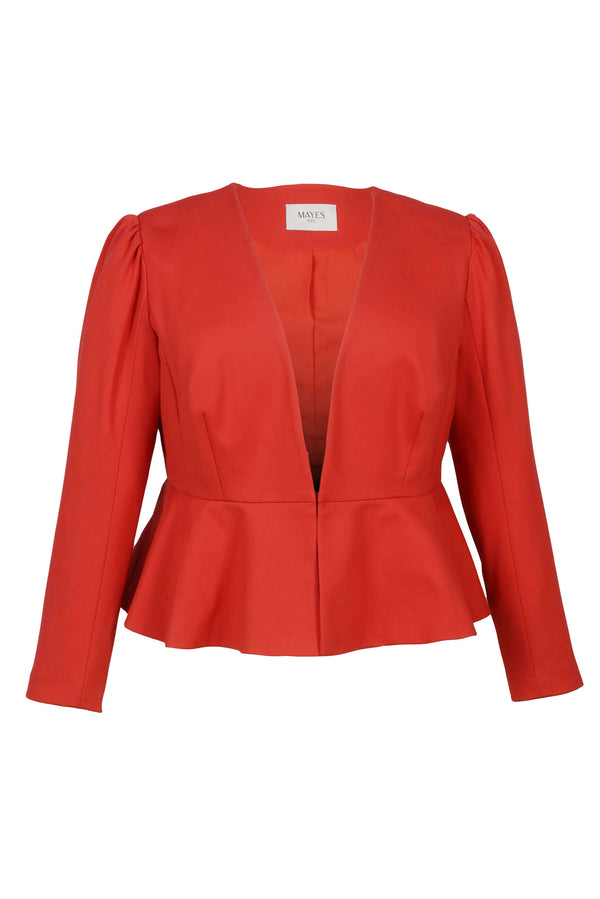 Mayes NYC Joey Peplum Jacket In Red