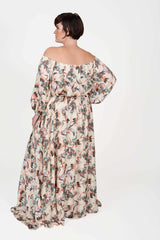 Mayes NYC Crane Maxi Dress in Cream-based color worn by model Max