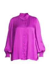 Mayes NYC Torie Blouse in Solid Berry color