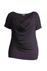Mayes NYC Tracy Drape Neck Tee in Off-Black