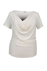 Mayes NYC Tracy Drape Neck Tee in Ivory