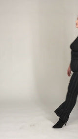 Mayes NYC Tamara Keyhole Wrap Top In Black worn by model Megan Smith