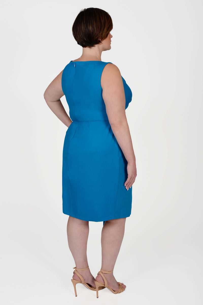 Mayes NYC Adele Sheath Dress in Mykonos Blue worn by Model Max
