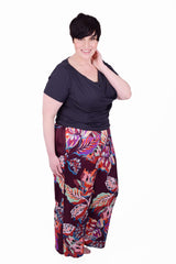 Mayes NYC Frances Wide Leg Lounge Pant in Leaf print worn by model Max