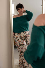 Mayes NYC Frances Wide Leg Lounge Pant in Crane print worn by model Max