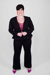 Mayes NYC Joey Peplum Jacket In Black worn by model Max