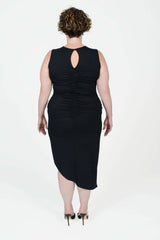 Mayes NYC Sarah Cutout Ruched Tank Dress in Black worn by model Max