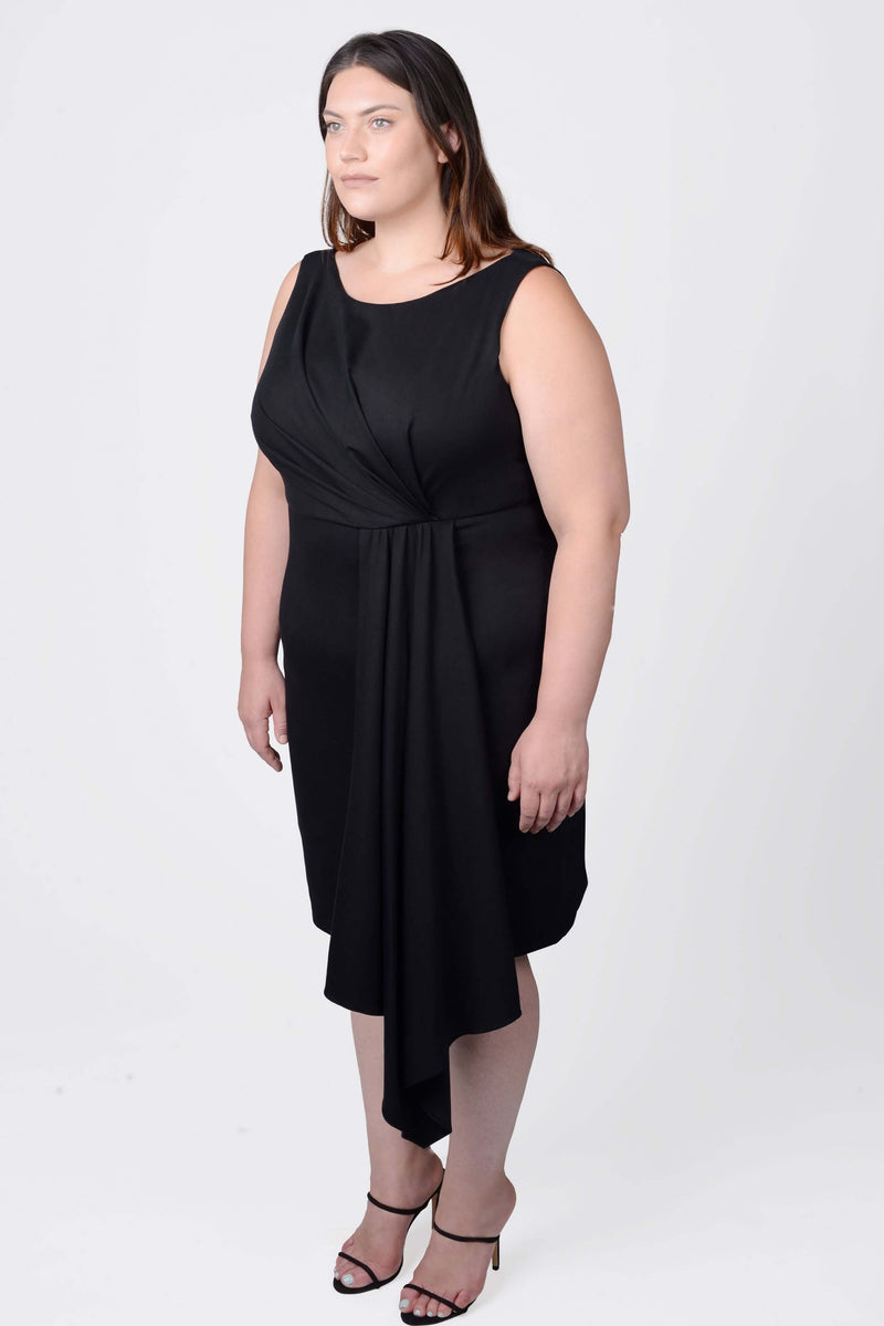 Mayes NYC Adele Sheath Dress in Black worn by Model Megan Smith