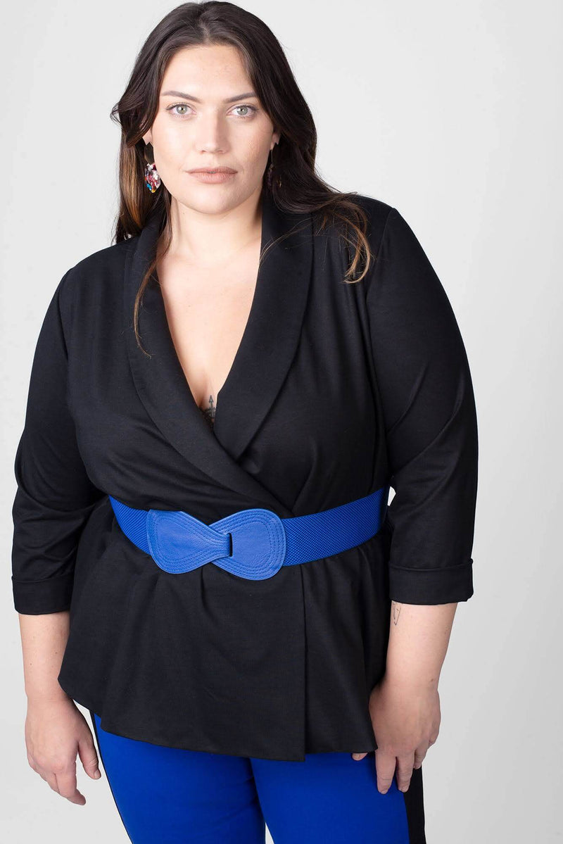 Mayes NYC Alice Soft Blazer in Black worn by model Megan Smith