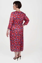 Mayes NYC Winnie RNR Dress in Red colored Mini Rose Print worn by model Max