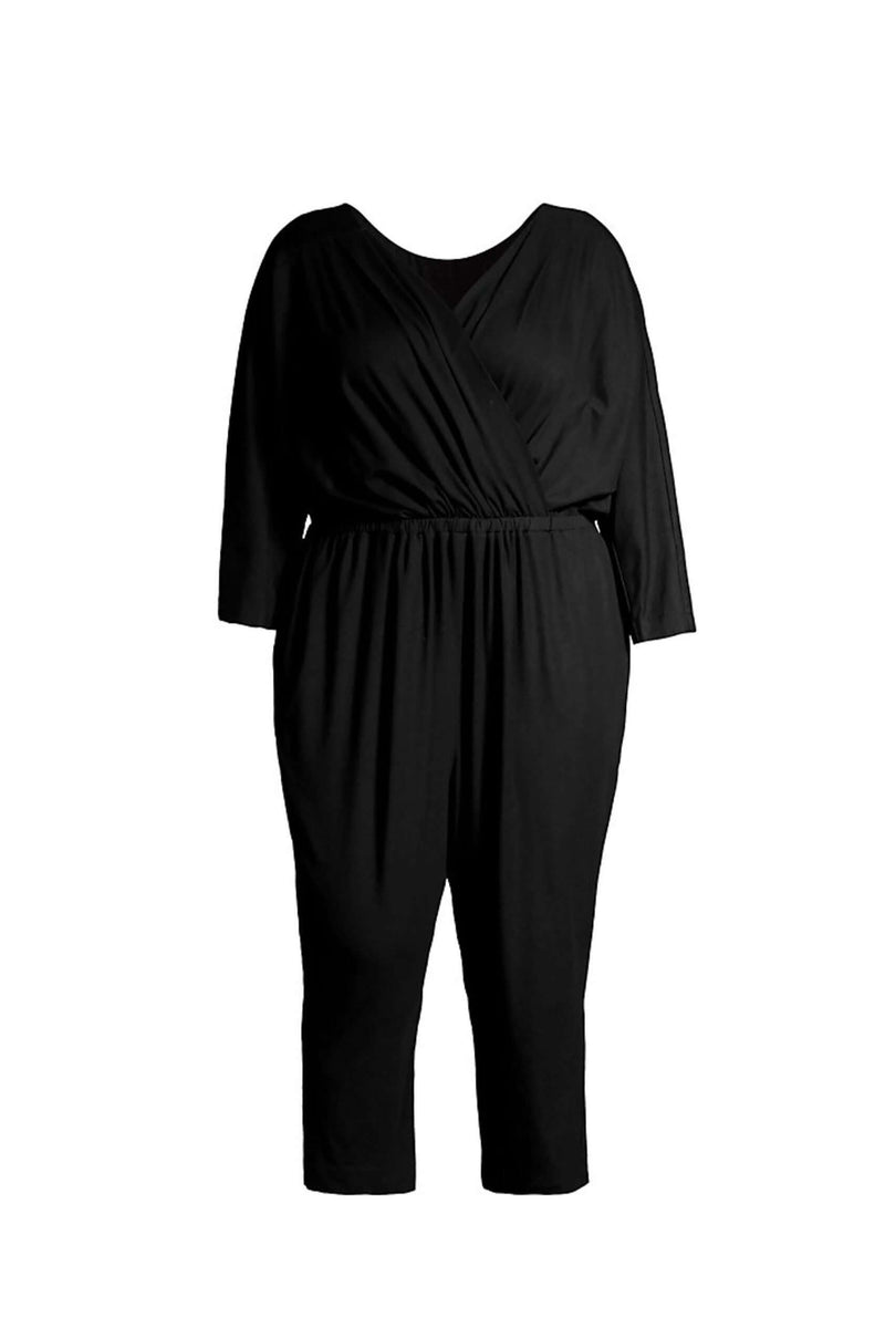 Mayes NYC Alex Back to Front Reversible Jumpsuit Solid color black