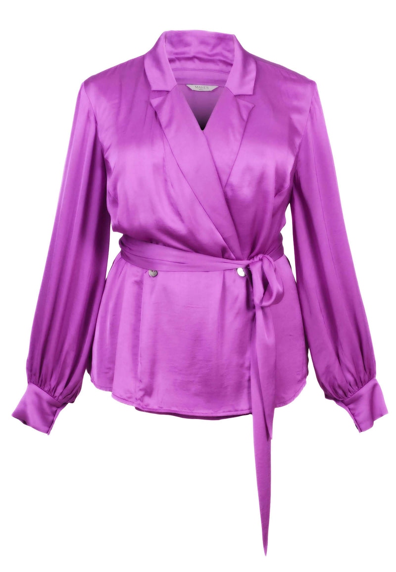 Mayes NYC Meredith Soft Blouse Jacket in Solid Berry color